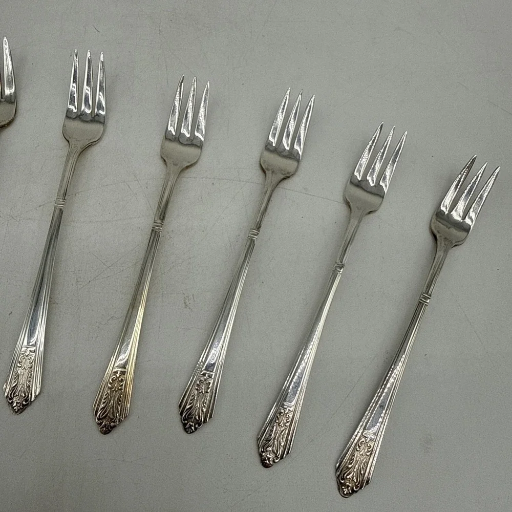 Vintage Royal Saxony Silverplate Dessert Forks 1930s Lot of 10